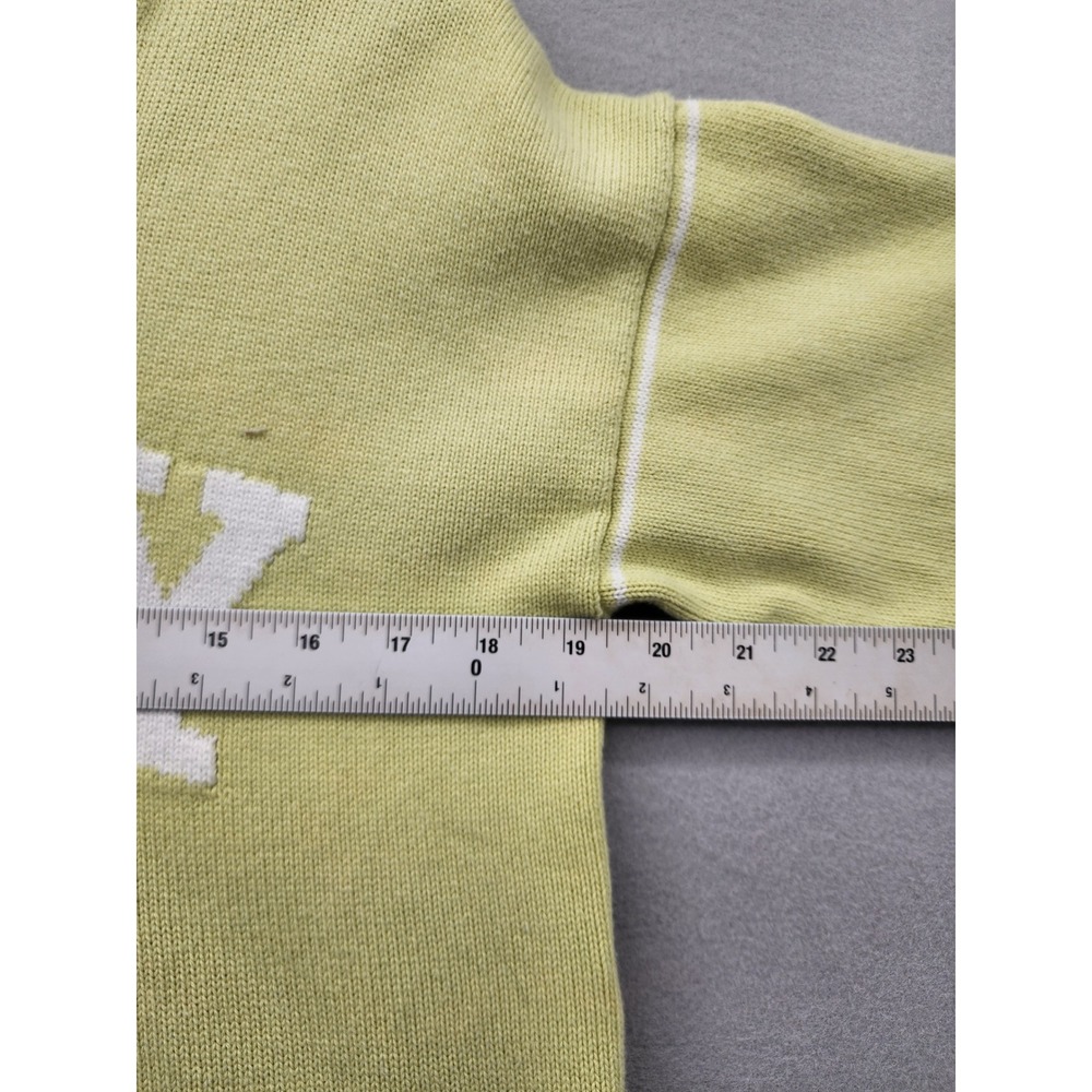 DKNY Jeans XS Cropped Knit Sweater Lime Green Logo Short Sleeve V-Neck Top - Picture 14 of 15